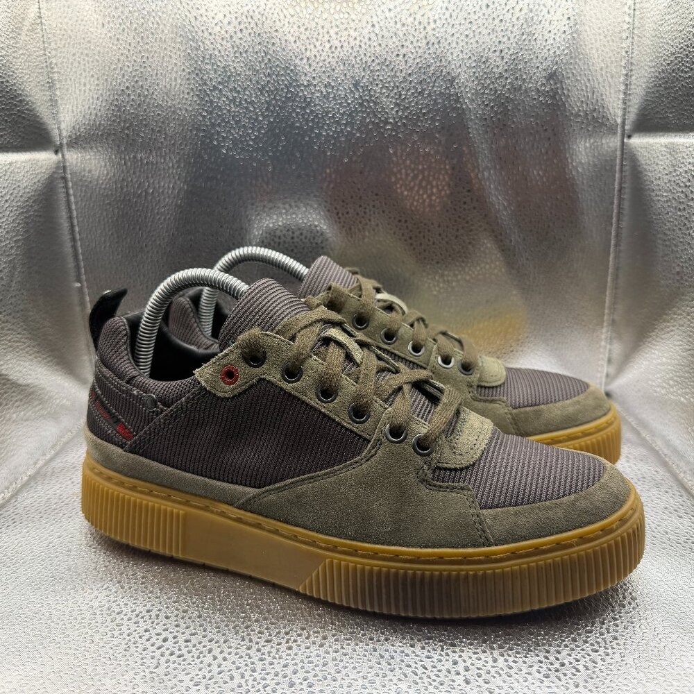 Size 7.5 Diesel S-Danny LC‎ Olive Green Mens Mesh Lace-Up Athletic Sneakers
